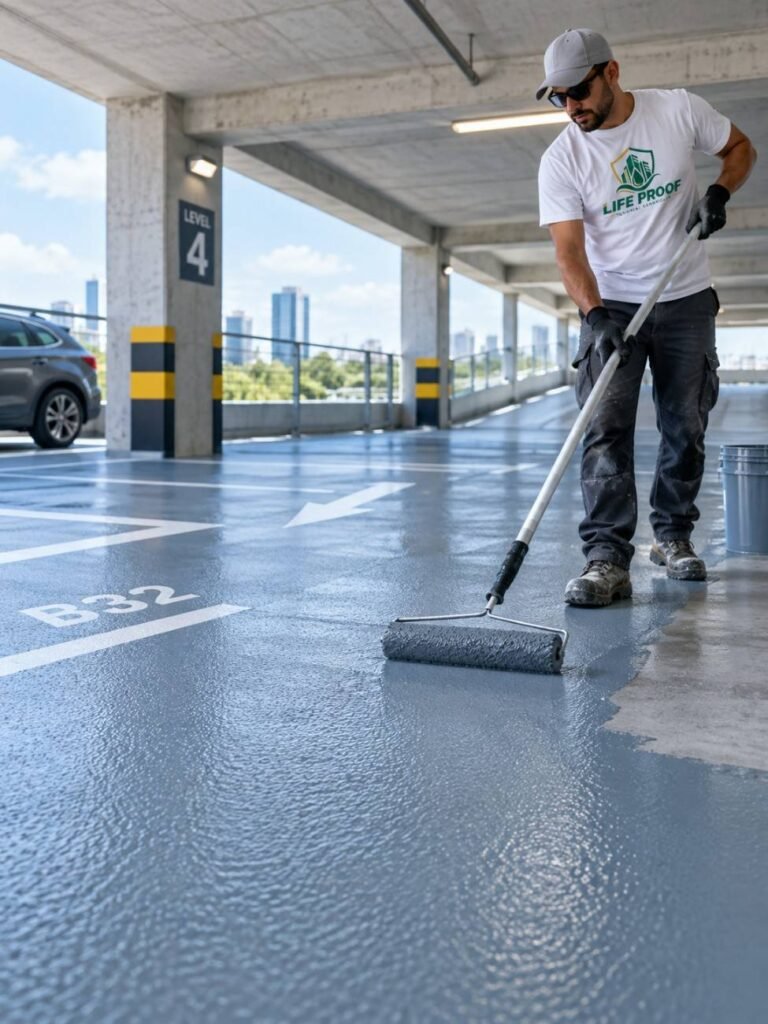 car park deck coating with line marking uae