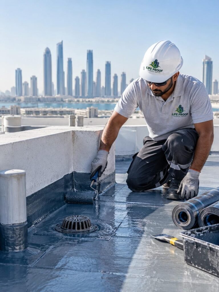 combo roofing system layers installed on villa roof UAE
