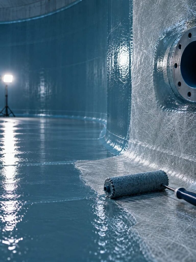 grp lining application inside underground water tank abu dhabi